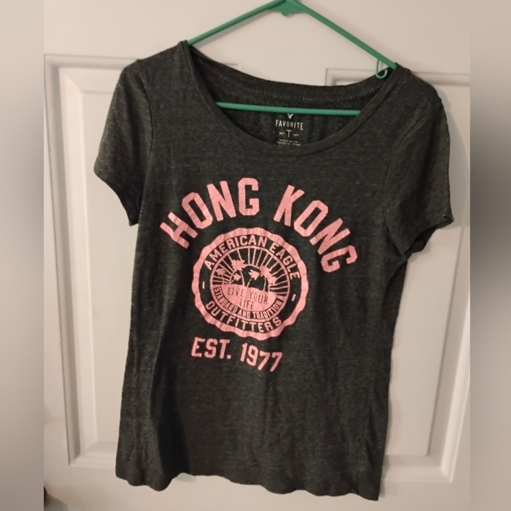 Women's American Eagle Outfitters Gray Cotton T Shirt Sz M